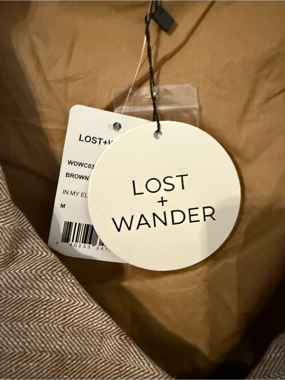 NWT Lost + Wander Neutral Taupe Short-Sleeve Wrap Dress mini - Picture 4 of 4